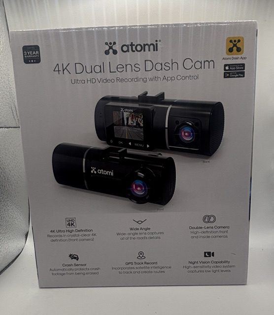 Atomi 4K Dual Lens Dash Cam – Ultra HD Front & Inside Camera with GPS & Night Vision