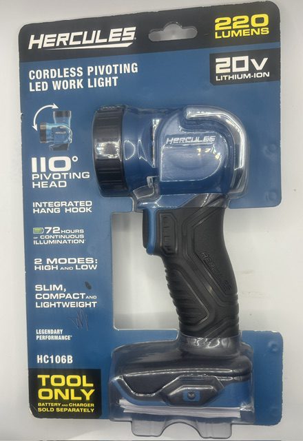 HERCULES HC106B 20V Cordless Pivoting LED Work Light – 220 Lumens